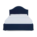 Cama con panel de almacenamiento tapizado con faldón Sur en color azul marino