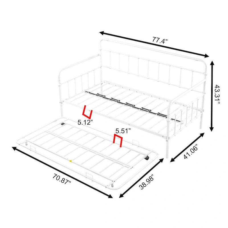 Sofá cama con estructura de metal y nido