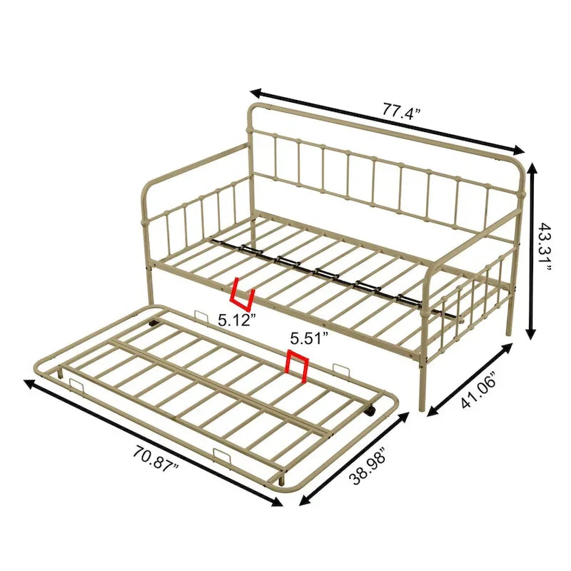 Sofá cama con estructura de metal y nido
