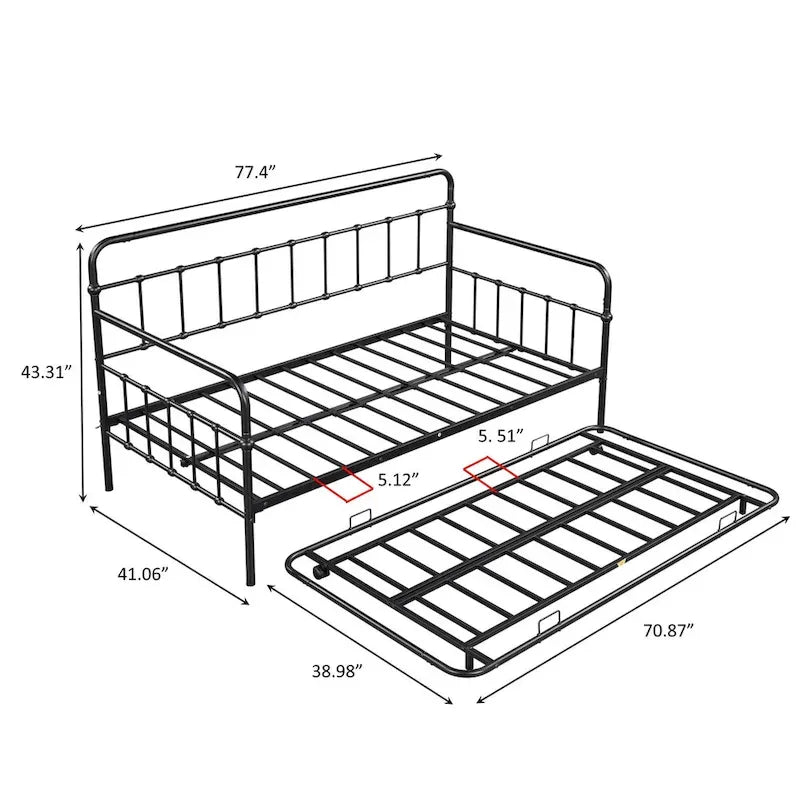 Sofá cama con estructura de metal y nido