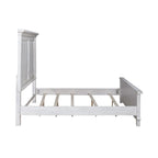 Cama, cómoda, espejo y mesita de noche River Place Riverstone en blanco y tabaco
