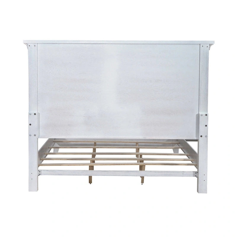 Cama, cómoda, espejo y mesita de noche River Place Riverstone en blanco y tabaco
