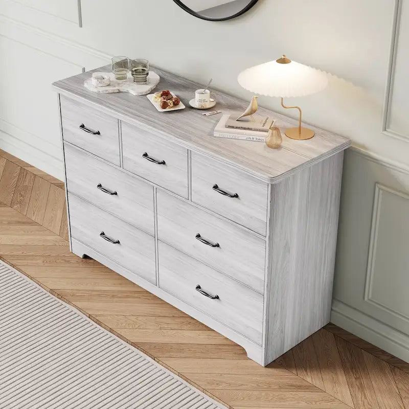 Cómoda moderna para dormitorio, aparador con 7 cajones dobles