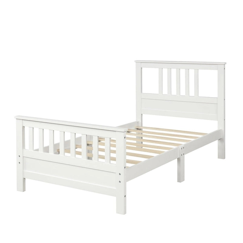 Cama de plataforma de madera con cabecera y piecera, no necesita somier