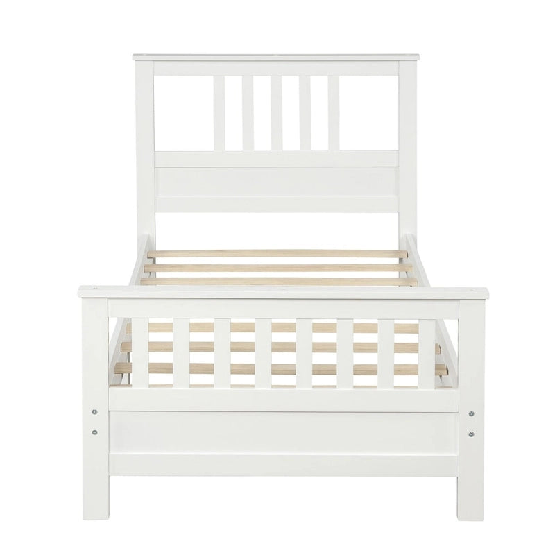 Cama de plataforma de madera con cabecera y piecera, no necesita somier