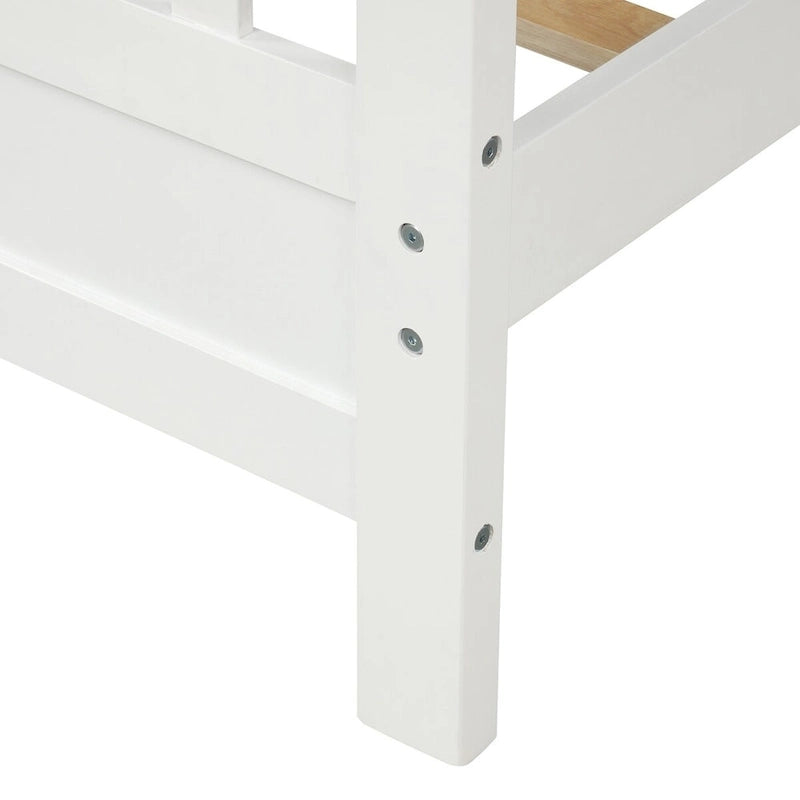 Cama de plataforma de madera con cabecera y piecera, no necesita somier