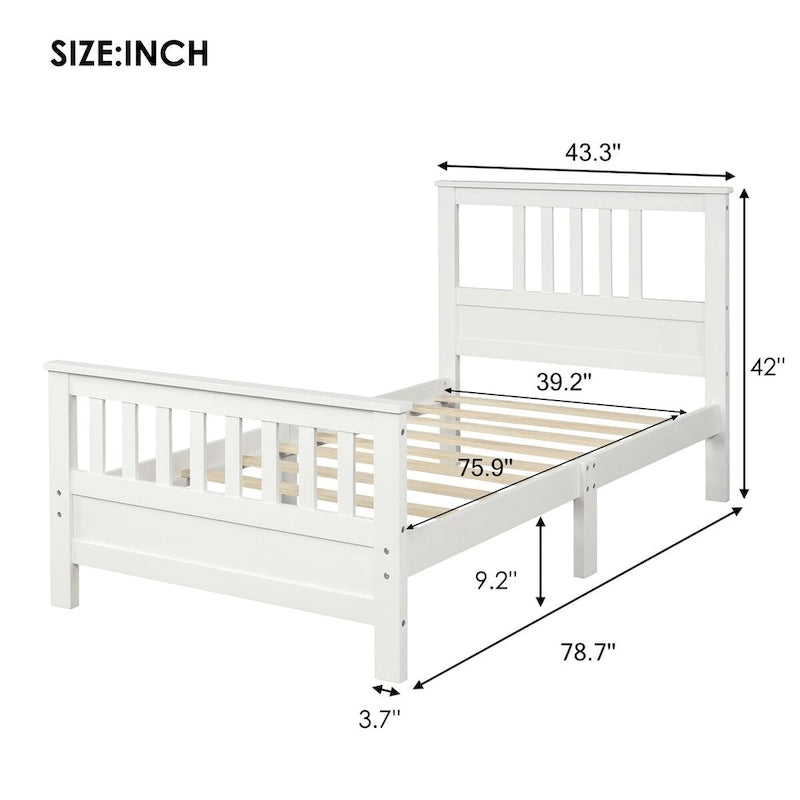 Cama de plataforma de madera con cabecera y piecera, no necesita somier