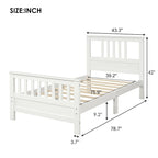 Cama de plataforma de madera con cabecera y piecera, no necesita somier