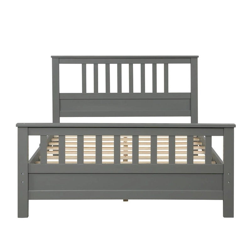 Cama de plataforma de madera con cabecera y piecera, no necesita somier