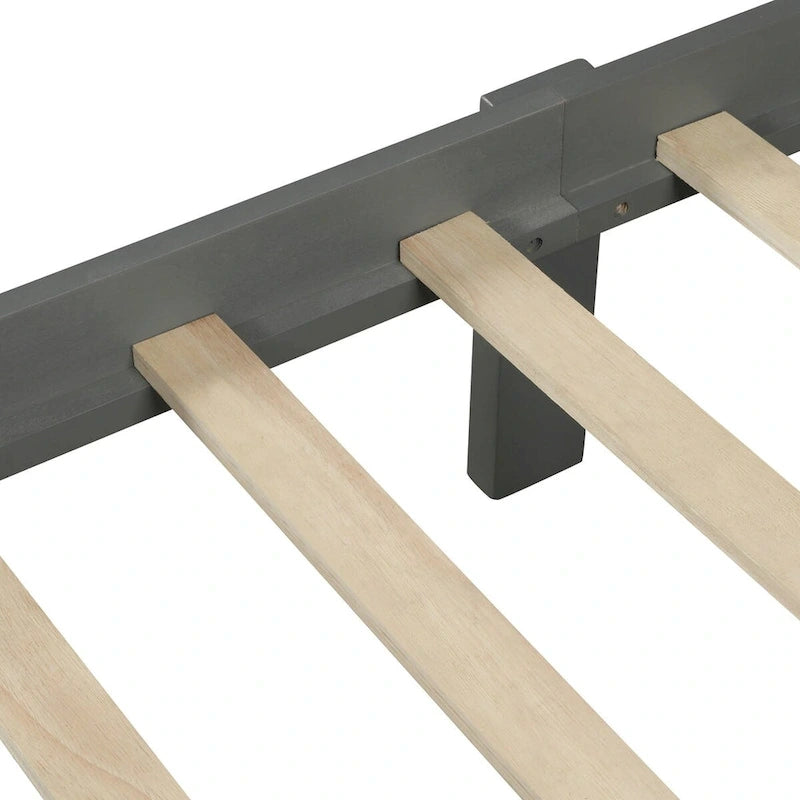 Cama de plataforma de madera con cabecera y piecera, no necesita somier