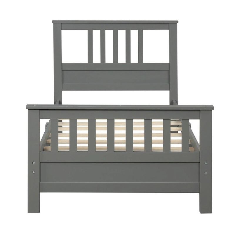 Cama de plataforma de madera con cabecera y piecera, no necesita somier