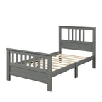 Cama de plataforma de madera con cabecera y piecera, no necesita somier