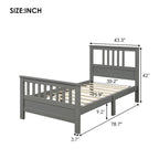 Cama de plataforma de madera con cabecera y piecera, no necesita somier