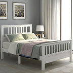 Cama de plataforma de madera con cabecera y piecera, no necesita somier