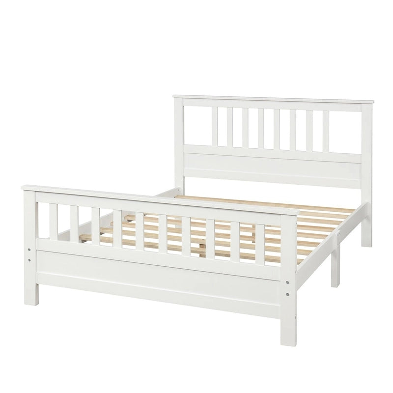 Cama de plataforma de madera con cabecera y piecera, no necesita somier