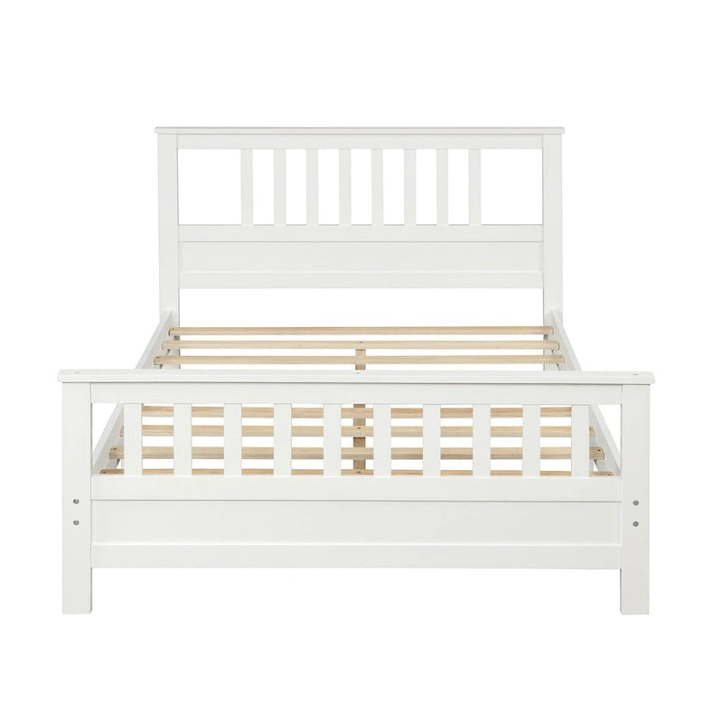 Cama de plataforma de madera con cabecera y piecera, no necesita somier