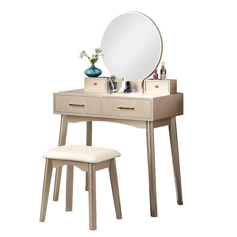Tocador y taburete de madera contemporáneos para dormitorio