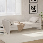 Sofá cama moderno tapizado con almohadas, cama individual pequeña, no necesita colchón, tela de lino
