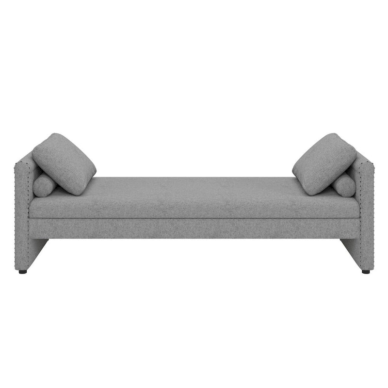 Sofá cama moderno tapizado con almohadas, cama individual pequeña, no necesita colchón, tela de lino