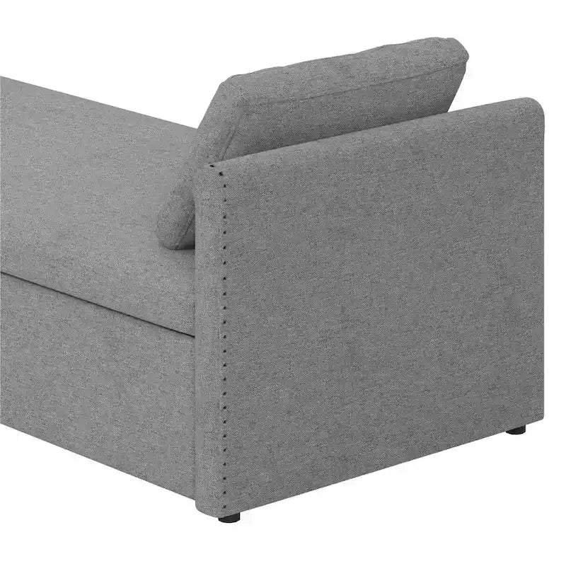 Sofá cama moderno tapizado con almohadas, cama individual pequeña, no necesita colchón, tela de lino