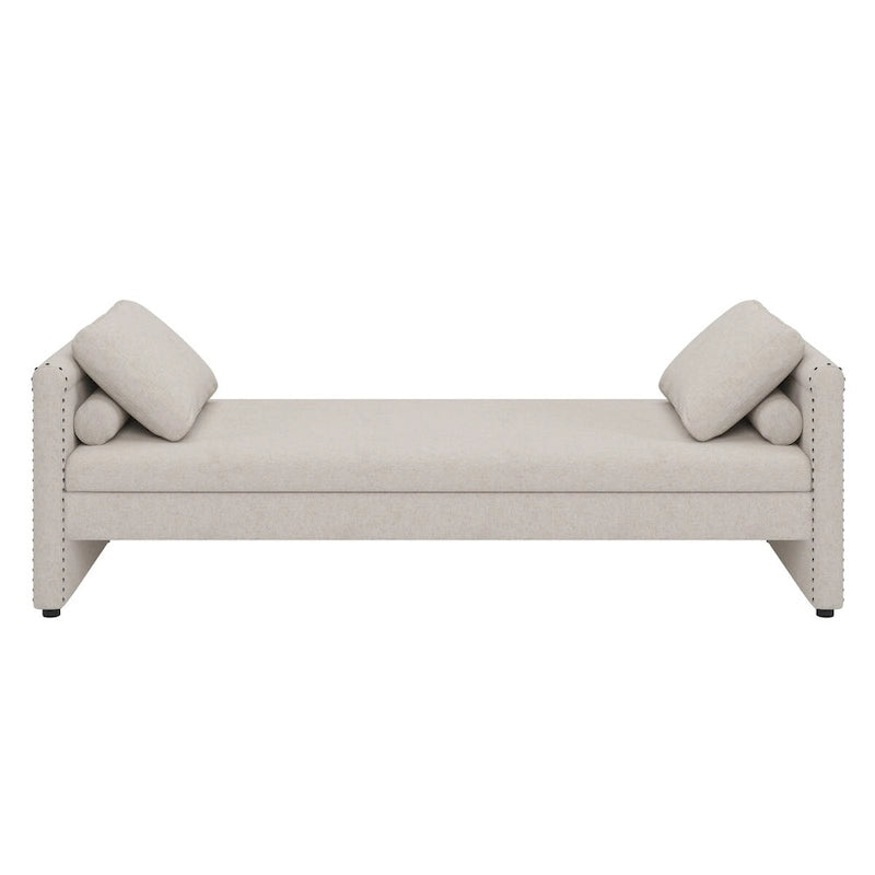 Sofá cama moderno tapizado con almohadas, cama individual pequeña, no necesita colchón, tela de lino