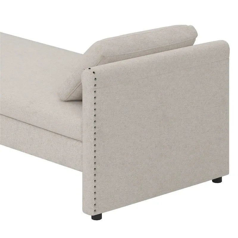 Sofá cama moderno tapizado con almohadas, cama individual pequeña, no necesita colchón, tela de lino