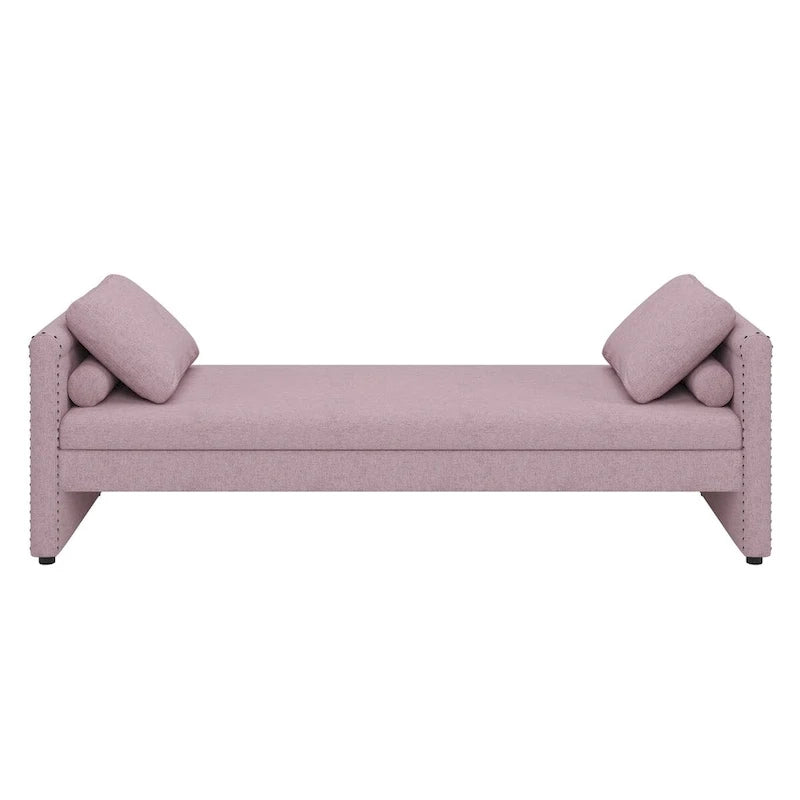 Sofá cama moderno tapizado con almohadas, cama individual pequeña, no necesita colchón, tela de lino