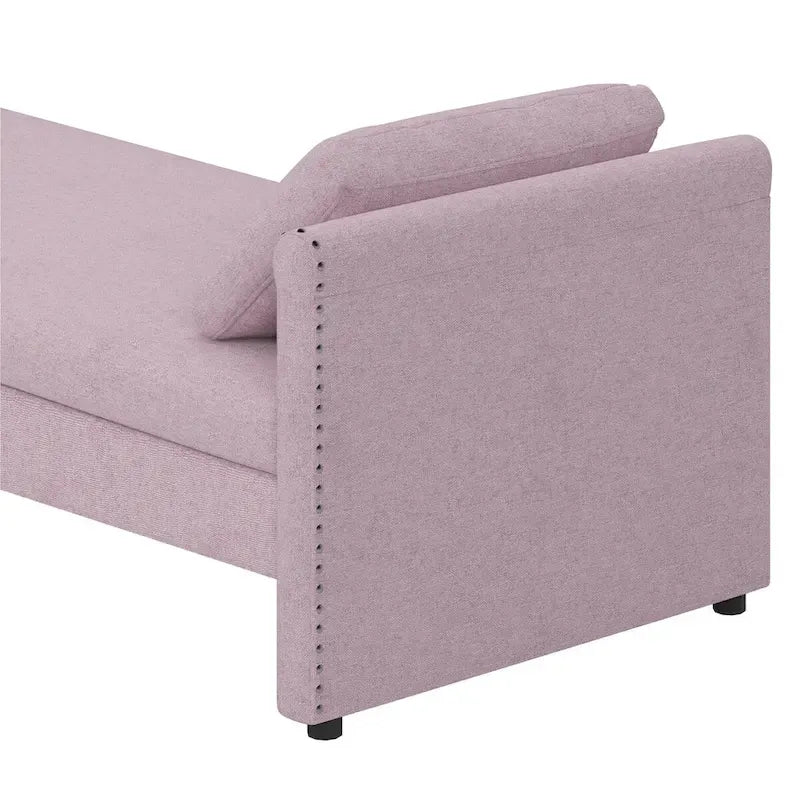 Sofá cama moderno tapizado con almohadas, cama individual pequeña, no necesita colchón, tela de lino